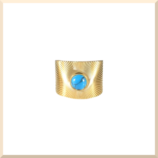 BAGUE LARGE perle turquoise