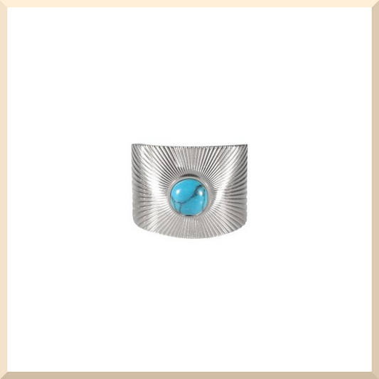 BAGUE LARGE perle turquoise